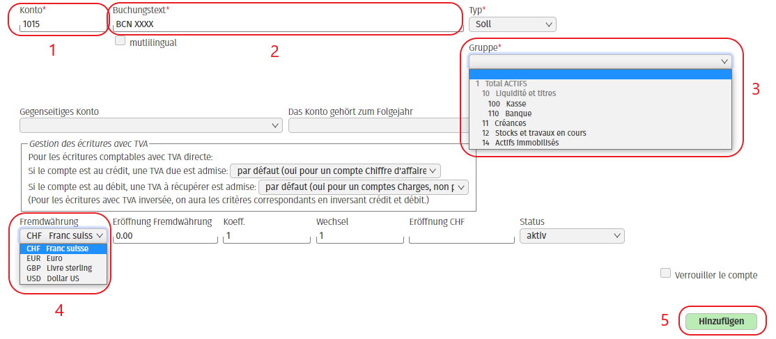 Konto hinzufügen | MCA Concept
