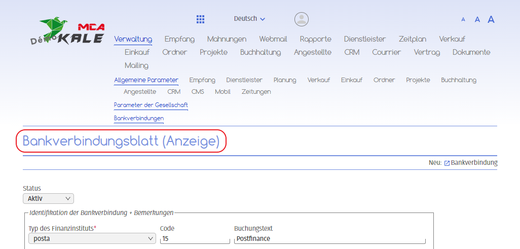 Datenblatt Bankbeziehung | MCA Concept Datenblatt Bankbeziehung | MCA Concept
